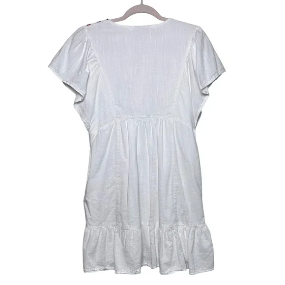 Knox Rose White Embroidered Flutter Sleeve Tiered Mini Dress Small VN1979753 - Picture 3 of 5